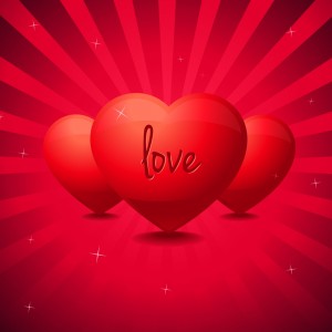 Røde hjerter med kærlighed